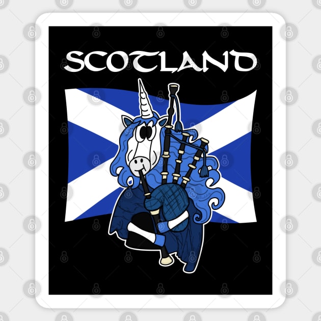 Scotland Unicorn Playing Bagpipes Scottish St Andrews Day Sticker by doodlerob